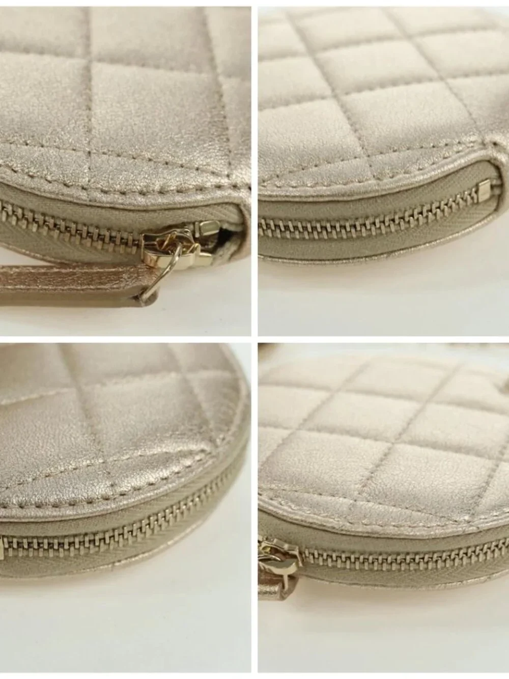 CHANEL Matelasse Air Pods Case & Coin Purse Lamb Skin Gold CC Auth BAZ881SAM
